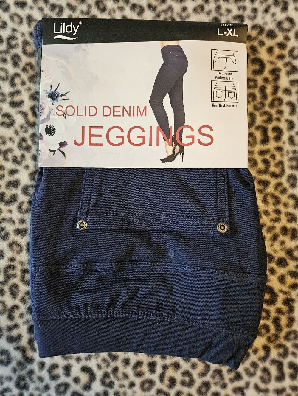 Lildy Solid Denim Jeggings, Size L-XL, Brand New (Navy Blue)